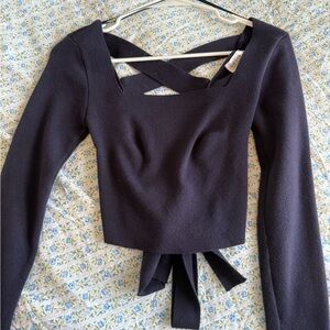 Le Lis Navy Tie Back Sweater
